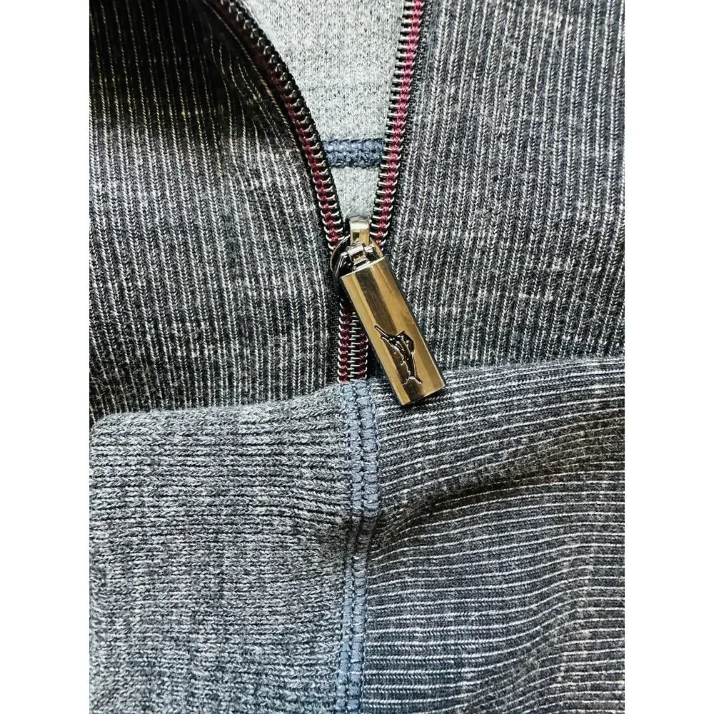 Tommy Bahama Men's Reversible Flipside 1/4 Zip Pullover Sweater Grey XL